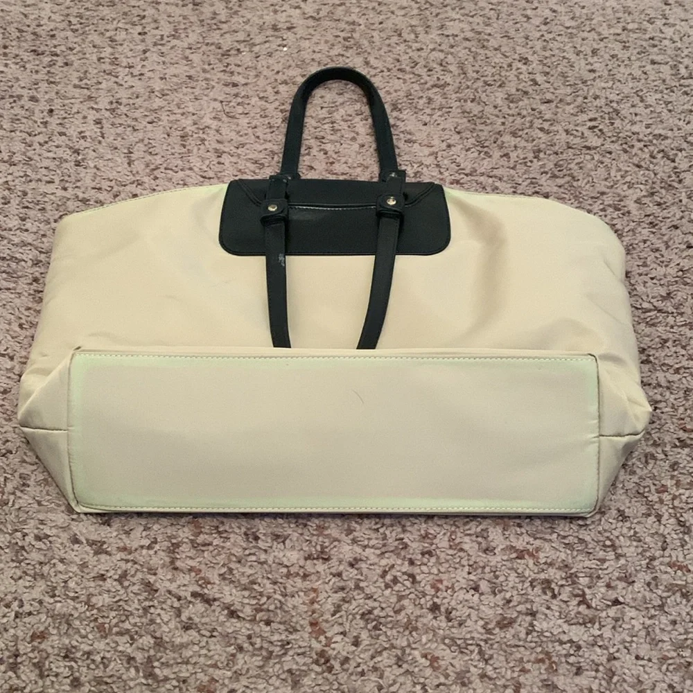 FURLA beige nylon and leather zippered tote. - Picture 5 of 9